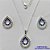 CONJUNTO FOLHEADO A PRATA COM 50 MILÉSIMOS + VERNIZ DIAMOND - CONJUNTO CORRENTE CADEADO 45CM E PINGENTES GOTAS VAZADAS COM CRISTAIS 15X21MM   FECHO LAGOSTA PRA030 - Imagem 1