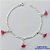 PULSEIRA FOLHEADO A PRATA COM 50 MILÉSIMOS + VERNIZ DIAMOND - PULSEIRA 19CM COM FLORZINHAS ROSAS PRA039 - Imagem 1