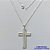 GARGANTILHA FOLHEADA A PRATA COM 50 MILÉSIMOS + VERNIZ DIAMOND - GARGANTILHA COM CORRENTE CADEADO E PINGENTE CRUCIFIXO VAZADO 21X35MM - TAMANHO: 45CM E FECHO LAGOSTA PRA069 - Imagem 1