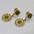 BRINCO FOLHEADO A OURO - BANHADO COM 5 MILÉSIMOS + VERNIZ DIAMOND -  BRINCO DE PINO COM BASE E PINGENTE CRAVEJADOS COM MICROS ZIRCÔNIAS CRISTAIS E VERDES 14X29MM - OURO231 - Imagem 2