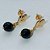 BRINCO FOLHEADO A OURO - BANHADO COM 5 MILÉSIMOS + VERNIZ DIAMOND -  BRINCO DE PINO COM PEDRA NATURAL JADE 8MM - OURO233 - Imagem 2