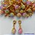 BRINCO FOLHEADO A OURO - BANHADO COM 5 MILÉSIMOS + VERNIZ DIAMOND -  BRINCO DE PINO COM PEDRA GLASS COLORIDAS IMPORTADAS 10MM - OURO236 - Imagem 1