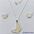 CONJUNTO FOLHEADO A PRATA COM 50 MILÉSIMOS + VERNIZ DIAMOND - CONJUNTO COM PINGENTES E BRINCOS BORBOLETAS TIPO VAN CLEEF MADRE PÉROLA - PRA088 - Imagem 1