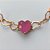 PULSEIRA NO BRUTO PRONTO PARA BANHO - PULSEIRA COM CORRENTE CORAÇÃO 6MM E PINGENTE EM ZIRCÔNIA CORAÇÃO ROSA 10MM COM BASE EM ALTA FUSÃO - TAMANHO: 18CM + EXTENSOR - PESO: 4,2GR -  BRU13724 - Imagem 2