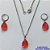 CONJUNTO EM AÇO INOXIDÁVEL - (AÇO03) CONJUNTO COM CORRENTE 50CM E BRINCOS ARGOLAS DE PRESSÃO COM PINGENTES EM RESINAS VERMELHAS 10X14MM - COMPOSIÇÃO: AÇO INOXIDÁVEL - AÇO1654 - Imagem 1