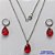 CONJUNTO EM AÇO INOXIDÁVEL - (AÇO03) CONJUNTO COM CORRENTE 50CM E BRINCOS ARGOLAS DE PRESSÃO COM PINGENTES EM ZIRCÔNIAS VERMELHAS 10X14MM - COMPOSIÇÃO: AÇO INOXIDÁVEL - AÇO1657 - Imagem 1
