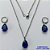 CONJUNTO EM AÇO INOXIDÁVEL - (AÇO03) CONJUNTO COM CORRENTE 50CM E BRINCOS ARGOLAS DE PRESSÃO COM PINGENTES EM ZIRCÔNIAS AZUÍS ESCUROS 10X14MM - COMPOSIÇÃO: AÇO INOXIDÁVEL - AÇO1676 - Imagem 1