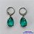 BRINCO EM AÇO INOXIDÁVEL -  BRINCOS ARGOLAS DE PRESSÃO COM PINGENTES EM ZIRCÔNIAS VERDE 10X14MM - COMPOSIÇÃO: AÇO INOXIDÁVEL - AÇO1682 - Imagem 1