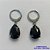BRINCO EM AÇO INOXIDÁVEL - BRINCOS ARGOLAS DE PRESSÃO COM PINGENTES EM ZIRCÔNIAS PRETOS 10X14MM - COMPOSIÇÃO: AÇO INOXIDÁVEL - AÇO1711 - Imagem 1