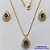 CONJUNTO FOLHEADO A OURO(CJB243) - BANHADO COM 5 MILÉSIMOS + VERNIZ DIAMOND - CONJUNTO COM CORRENTE VENEZIANA 45CM E BRINCOS DE PINO CRAVEJADO COM MICRO ZIRCÔNIAS E ZIRCÔNIA AZUL 10MM- OURO262 - Imagem 1