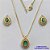 CONJUNTO FOLHEADO A OURO(CJB243) - BANHADO COM 5 MILÉSIMOS + VERNIZ DIAMOND - CONJUNTO COM CORRENTE VENEZIANA 45CM E BRINCOS DE PINO CRAVEJADO COM MICRO ZIRCÔNIAS E ZIRCÔNIA AZUL CLARO 10MM- OURO263 - Imagem 1