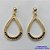 BRINCO FOLHEADO A OURO - BANHADO COM 5 MILÉSIMOS + VERNIZ DIAMOND -  BRINCO DE PINO FORMATO GOTA COM MICRO ZIRCÔNIAS PRETAS 17MM - OURO265 - Imagem 1