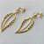 BRINCO FOLHEADO A OURO - BANHADO COM 5 MILÉSIMOS + VERNIZ DIAMOND -  BRINCO DE PINO FORMATO FOLHA COM MICRO ZIRCÔNIAS VERDES 14MM - OURO267 - Imagem 2