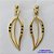 BRINCO FOLHEADO A OURO - BANHADO COM 5 MILÉSIMOS + VERNIZ DIAMOND -  BRINCO DE PINO FORMATO FOLHA COM MICRO ZIRCÔNIAS PRETAS 14MM - OURO268 - Imagem 1