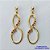BRINCO FOLHEADO A OURO - BANHADO COM 5 MILÉSIMOS + VERNIZ DIAMOND -  BRINCO DE PINO COM MICRO ZIRCÔNIAS VERMELHAS 14MM - OURO270 - Imagem 1