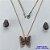 CONJUNTO NO BRUTO PRONTO PARA O BANHO(CX101) - CONJUNTO COM CORRENTE VENEZIANA 45CM + EXTENSOR COM PINGENTE BORBOLETA LILÁS CLARA CRAVEJADA EM MICROS ZIRCÔNIAS - PESO TOTAL 8,4GR - BRU14004 - Imagem 1