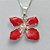 CONJUNTO FOLHEADO A PRATA COM 50 MILÉSIMOS + VERNIZ DIAMOND - CONJUNTO COM CORRENTE VENEZIANA 45CM -BRINCOS DE PINO E PINGENTES EM FLORES ESMALTADAS VERMELHA 16X19MM - PRA110 - Imagem 2