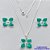 CONJUNTO FOLHEADO A PRATA COM 50 MILÉSIMOS + VERNIZ DIAMOND - CONJUNTO COM CORRENTE VENEZIANA 45CM -BRINCOS DE PINO E PINGENTES EM FLORES ESMALTADAS VERDE 16X19MM - PRA111 - Imagem 1
