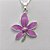 CONJUNTO FOLHEADO A PRATA COM 50 MILÉSIMOS + VERNIZ DIAMOND - CONJUNTO COM CORRENTE VENEZIANA 45CM - BRINCOS DE PINO E PINGENTES EM FLORES ESMALTADAS LILÁS 21X23MM - PRA114 - Imagem 2
