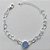 PULSEIRA FOLHEADA A PRATA COM 50 MILÉSIMOS + VERNIZ DIAMOND - CORRENTE CORAÇÃO 17CM + EXTENSOR E FECHO LAGOSTA - PINGENTE EM ZIRCÔNIA AZUL 9MM - PRA144 - Imagem 1