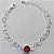 PULSEIRA FOLHEADA A PRATA COM 50 MILÉSIMOS + VERNIZ DIAMOND - CORRENTE CORAÇÃO 17CM + EXTENSOR E FECHO LAGOSTA - PINGENTE EM ZIRCÔNIA VERMELHA 9MM - PRA145 - Imagem 1
