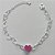 PULSEIRA FOLHEADA A PRATA COM 50 MILÉSIMOS + VERNIZ DIAMOND - CORRENTE CORAÇÃO 17CM + EXTENSOR E FECHO LAGOSTA - PINGENTE EM ZIRCÔNIA CORAÇÃO ROSA 9MM - PRA155 - Imagem 1