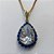 GARGANTILHA NO BRUTO PRONTO PARA O BANHO(CX105) - CORRENTE VENEZIANA 45CM + EXTENSOR E FECHO LAGOSTA - PINGENTE COM BASE CRAVEJADA EM CRISTAIS AZUIS E ZIRCÔNIA CRISTAL 10X14MM - PESO TOTAL 6,2GR - BRU14078 - Imagem 2