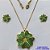 CONJUNTO NO BRUTO PRONTO PARA O BANHO(CX109) - CONJUNTO COM CORRENTE VENEZIANA 45CM + EXTENSOR - BRINCOS DE PINOS FLOR 12MM E PINGENTE FLOR 28MM CRAVEJADOS EM MICROS ZIRCÔNIAS VERDE - PESO 10,7GR - COMPOSIÇÃO: LATÃO / ZIRCÔNIA - BRU14185 - Imagem 1