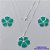 CONJUNTO FOLHEADO A PRATA COM 50 MILÉSIMOS + VERNIZ DIAMOND - CONJUNTO COM CORRENTE VENEZIANA 45CM - BRINCOS DE PINO E PINGENTES EM FLORES ESMALTADAS VERDES 25X23MM - PRA157 - Imagem 1