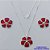 CONJUNTO FOLHEADO A PRATA COM 50 MILÉSIMOS + VERNIZ DIAMOND - CONJUNTO COM CORRENTE VENEZIANA 45CM - BRINCOS DE PINO E PINGENTES EM FLORES ESMALTADAS VERMELHAS 25X23MM - PRA158 - Imagem 1