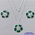 CONJUNTO FOLHEADO A PRATA COM 50 MILÉSIMOS + VERNIZ DIAMOND - CONJUNTO COM CORRENTE VENEZIANA 45CM - BRINCOS DE PINO E PINGENTES EM FLORES ESMALTADAS VERDE COM BRANCO 17X20MM - PRA161 - Imagem 1