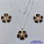 CONJUNTO FOLHEADO A PRATA COM 50 MILÉSIMOS + VERNIZ DIAMOND - CONJUNTO COM CORRENTE VENEZIANA 45CM - BRINCOS DE PINO E PINGENTES EM FLORES ESMALTADAS PRETO COM MARRON 17X20MM - PRA162 - Imagem 1