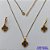 CONJUNTO NO BRUTO PRONTO PARA O BANHO - GARGANTILHA CORRENTE VENEZIANA  45CM COM PINGENTES TIPO VAN CLEEF MARROM 10MM + BRINCO DE ARGOLINHA (TRANQUETA) VAN CLEEFF MARROM 10MM - PESO TOTAL 4,3GR + EXTENSOR - BRU14321 - Imagem 1