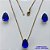 CONJUNTO NO BRUTO PRONTO PARA O BANHO - CORRENTE VENEZIANA 45CM E PINGENTE DE  ZIRCÔNIA AZUL ESCURO COM BASE EM ALTA FUSÃO E BRINCO EM ZIRCÔNIA AZUL ESCURO BASE ALTA FUSÃO - TAMANHO 10X14MM - PESO TOTAL 8,6GR -  BRU14325 - Imagem 1