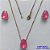 CONJUNTO NO BRUTO PRONTO PARA O BANHO - CORRENTE VENEZIANA 45CM E PINGENTE E BRINCOS COM BASE EM ALTA FUSÃO E RESINAS ROSA 10X14MM - PESO TOTAL 6GR -  BRU14401 - Imagem 1