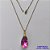 GARGANTILHA NO BRUTO PRONTA PARA O BANHO - CORRENTE VENEZIANA DE 45CM PINGENTE CRISTAL PINK 13X22MM  - PESO TOTAL 4GR - BRU14470 - Imagem 1