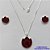 CONJUNTO FOLHEADO A PRATA COM 50 MILÉSIMOS + VERNIZ DIAMOND - CONJUNTO COM CORRENTE VENEZIANA 45CM - BRINCOS DE PINO FLOR ESMALTADA 14MM E PINGENTE EM FLOR ESMALTADA VERMELHO ESCURO 20MM - PRA226 - Imagem 1