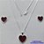 CONJUNTO FOLHEADO A PRATA COM 50 MILÉSIMOS + VERNIZ DIAMOND - CONJUNTO COM CORRENTE VENEZIANA 45CM - BRINCOS DE PINO CORAÇÃO ESMALTADO 11MM E PINGENTE EM CORAÇÃO ESMALTADO VERMELHO ESCURO 15MM - PRA229 - Imagem 1