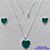 CONJUNTO FOLHEADO A PRATA COM 50 MILÉSIMOS + VERNIZ DIAMOND - CONJUNTO COM CORRENTE VENEZIANA 45CM - BRINCOS DE PINO CORAÇÃO ESMALTADO 11MM E PINGENTE EM CORAÇÃO ESMALTADO VERDE 15MM - PRA231 - Imagem 1