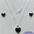 CONJUNTO FOLHEADO A PRATA COM 50 MILÉSIMOS + VERNIZ DIAMOND - CONJUNTO COM CORRENTE VENEZIANA 45CM - BRINCOS DE PINO CORAÇÃO ESMALTADO 11MM E PINGENTE EM CORAÇÃO ESMALTADO PRETO 15MM - PRA233 - Imagem 1