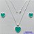 CONJUNTO FOLHEADO A PRATA COM 50 MILÉSIMOS + VERNIZ DIAMOND - CONJUNTO COM CORRENTE VENEZIANA 45CM - BRINCOS DE PINO CORAÇÃO ESMALTADO 11MM E PINGENTE EM CORAÇÃO ESMALTADO VERDE CLARO 15MM - PRA235 - Imagem 1