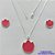 CONJUNTO FOLHEADO A PRATA COM 50 MILÉSIMOS + VERNIZ DIAMOND - CONJUNTO COM CORRENTE VENEZIANA 45CM - BRINCOS DE PINO FLOR ESMALTADA 14MM E PINGENTE EM FLOR ESMALTADA ROSA 20MM - PRA238 - Imagem 1