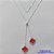 GARGANTILHA FOLHEADA A PRATA COM 50 MILÉSIMOS + VERNIZ DIAMOND - GARGANTILHA GRAVATINHA (REGULÁVEL) 70CM COM PINGENTES TIPO VAN CLEEF VERMELHO EM VIDROS 15MM - PRA252 - Imagem 1