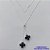 GARGANTILHA FOLHEADA A PRATA COM 50 MILÉSIMOS + VERNIZ DIAMOND - GARGANTILHA GRAVATINHA (REGULÁVEL) 70CM COM PINGENTES TIPO VAN CLEEF PRETO EM VIDROS 15MM - PRA253 - Imagem 1