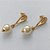 BRINCO FOLHEADO A OURO - BANHADO COM 5 MILÉSIMOS + VERNIZ DIAMOND - BRINCO DE PINO COM BASE VAZADA E PÉROLA 11MM - OURO282 - Imagem 2