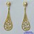 BRINCO FOLHEADO A OURO - BANHADO COM 5 MILÉSIMOS + VERNIZ DIAMOND - BRINCO DE PINO GOTA COM DETALHES VAZADOS 45MM - OURO285 - Imagem 1