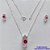 CONJUNTO FOLHEADO A PRATA COM 50 MILÉSIMOS  + VERNIZ DIAMOND CORRENTE CADEADO COM ZIRCÔNIA ROSA 9MM E  BRINCOS PINO COM ZIRCÔNIA ROSA 5MM PRA295 - Imagem 1