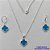 CONJUNTO FOLHEADO A PRATA COM 50 MILÉSIMOS  + VERNIZ DIAMOND CORRENTE CADEADO 45CM PINGENTE TREVO AZUL 10MM E  BRINCOS COM ARGOLA DE PRESSÃO TREVO AZUL 10MM PRA300 - Imagem 1