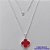 GARGANTILHA FOLHEADA A PRATA COM 50 MILÉSIMOS + VERNIZ DIAMOND - GARGANTILHA CORRENTE CADEADO 45CM PINGENTE VAN CLEEF VERMELHO 13MM - FECHO LAGOSTA PRA303 - Imagem 1