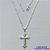 GARGANTILHA FOLHEADA A PRATA COM 50 MILÉSIMOS + VERNIZ DIAMOND - GARGANTILHA CORRENTE 40CM PINGENTE CRUCIFIXO DESENHADO 19X30MM - PRA308 - Imagem 1